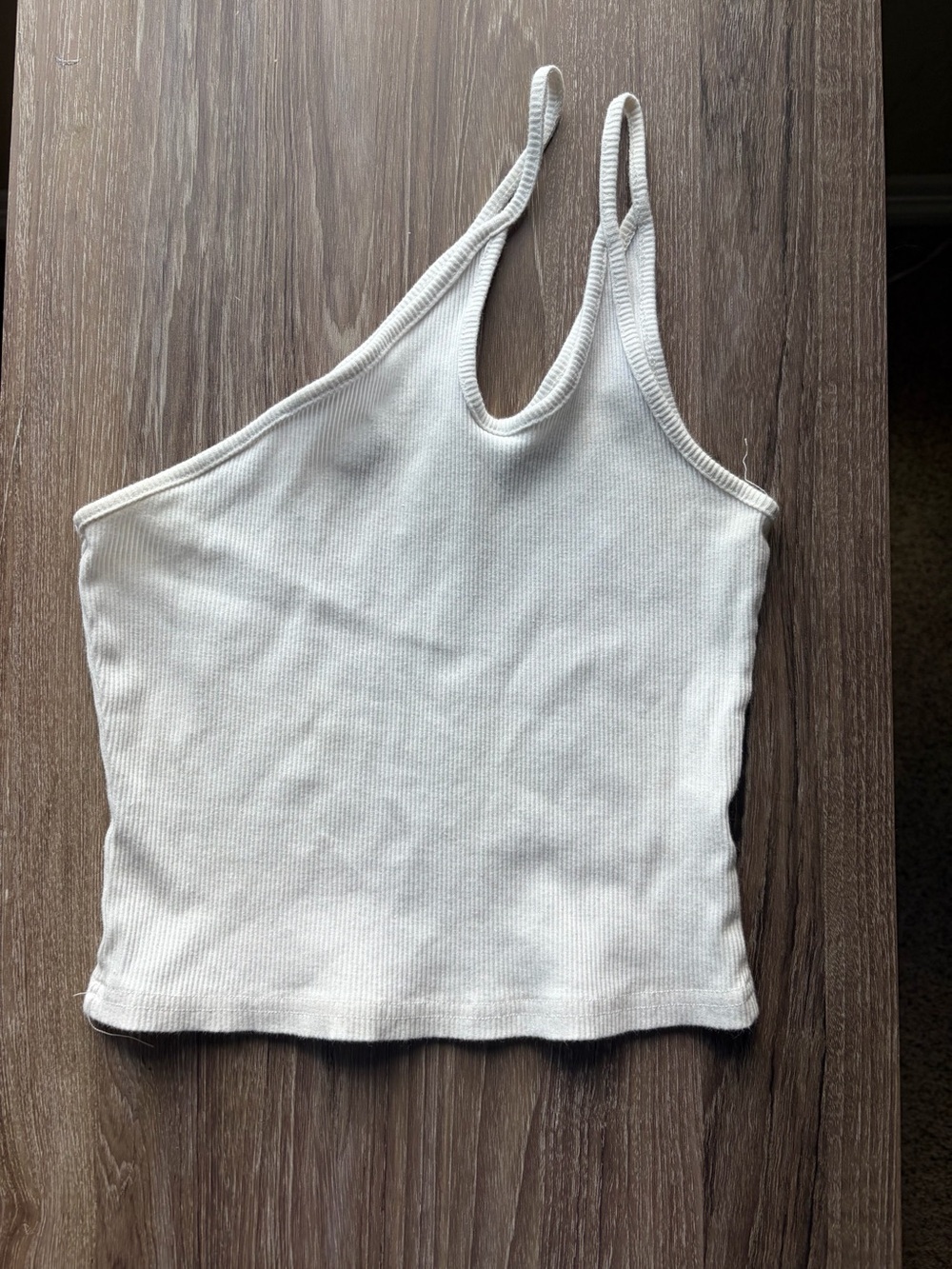 Princess Polly Asymmetrical One-Shoulder Ribbed Tank - White